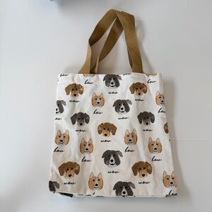 Cute Dog Print Tote Bag with Brown Handles NWT